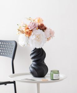 Treasure gourd ripples black and white ceramic flower insert living room matte home decoration