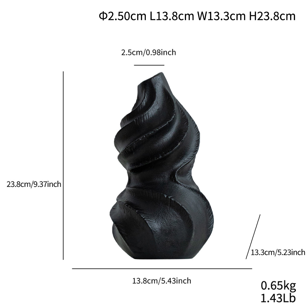 Treasure gourd ripples black and white ceramic flower insert living room matte home decoration - Image 4