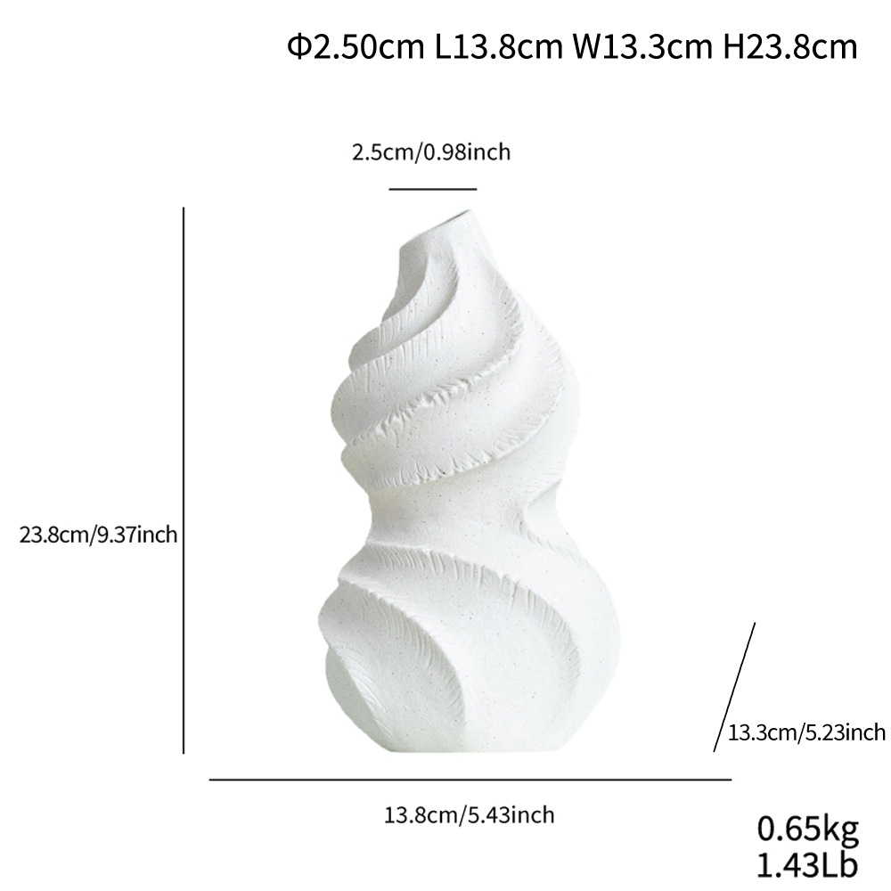 Treasure gourd ripples black and white ceramic flower insert living room matte home decoration - Image 5