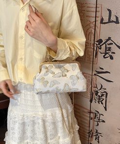 New Chinese style simple and elegant Hanfu cheongsam niche and niche fashion versatile one-shoulder crossbody pearl handheld ancient style light luxury bag
