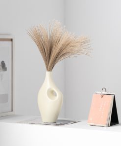 Modern simple beige ceramic vase light luxury high-end home decoration