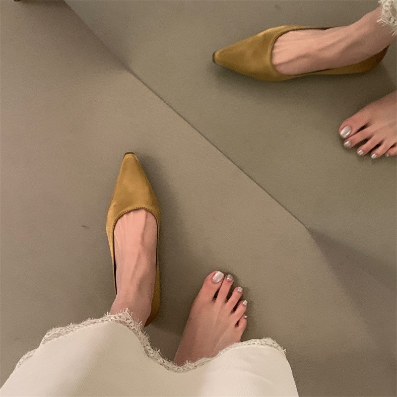 French style satin pointed toe single shoes for women in summer light mouth high-end fairy gentle soft sole grandma shoes - Image 9