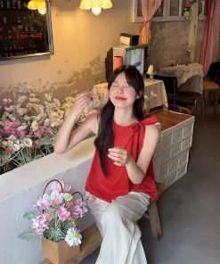 Real photo~Summer sweet neck hanger lace sleeveless vest + drooping floor pants two-piece set