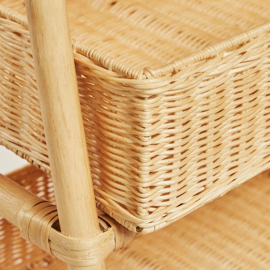 Wind floor rattan storage rack B&B Hotel remote control storage basket hand-woven three-layer storage basket - Image 2