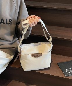 Textured canvas bag crossbody small bag women's versatile Oxford cloth casual shoulder bag lazy style commuting nylon small square bag