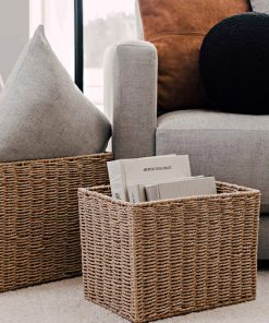 Paper rope woven clothing storage basket wavy cover storage basket storage box living room toys and debris boxes pastoral storage basket