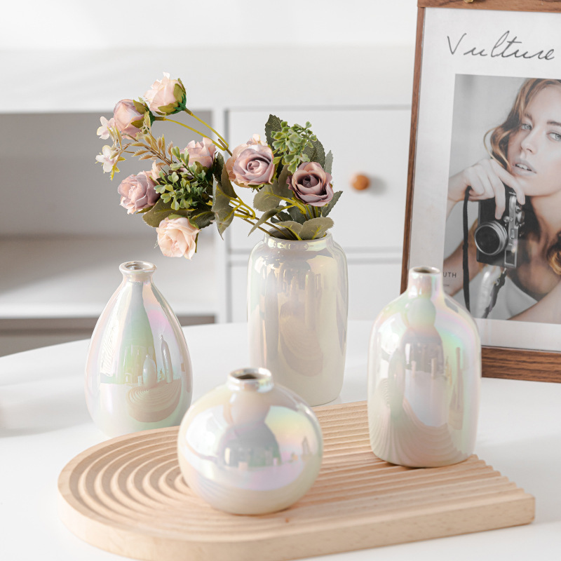 Daimon Light Luxury Texture Pearl Glaze Ceramic Mini Small Vase Home Decoration Ornaments - Image 9