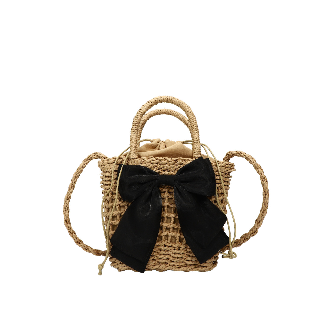 Hand-woven women's bag summer fashion hollow straw handbag seaside vacation beach mini shoulder bag - Image 12