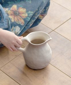 Modern simple single ear vertical striped ceramic vase furniture ornaments craft decoration