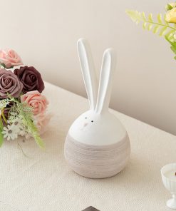 Style matte ceramic modern simple circle desktop home cute rabbit ornaments