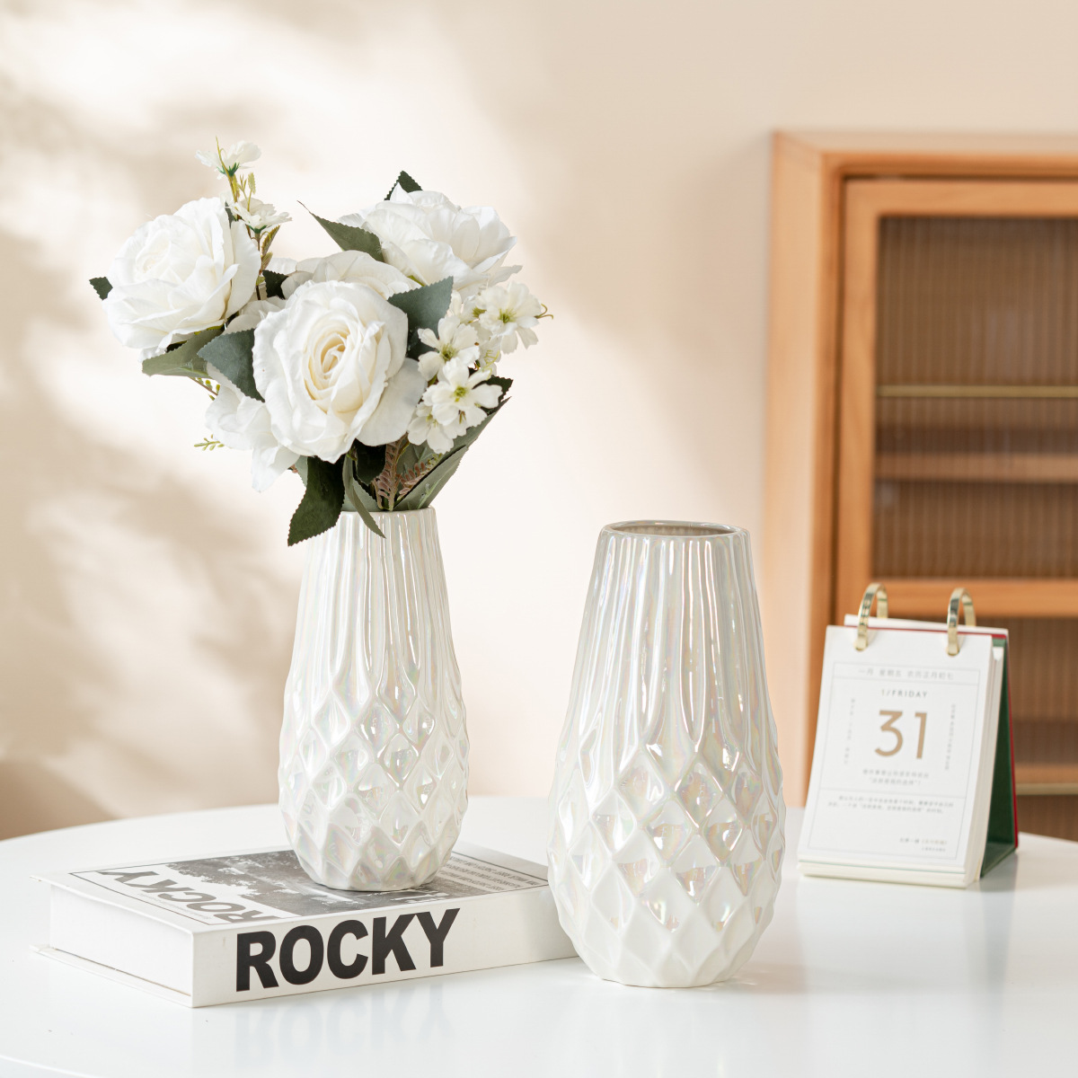 Wind ceramic vase fish scale pattern balcony interior decoration simple gift - Image 10