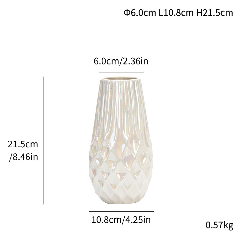 Wind ceramic vase fish scale pattern balcony interior decoration simple gift - Image 11