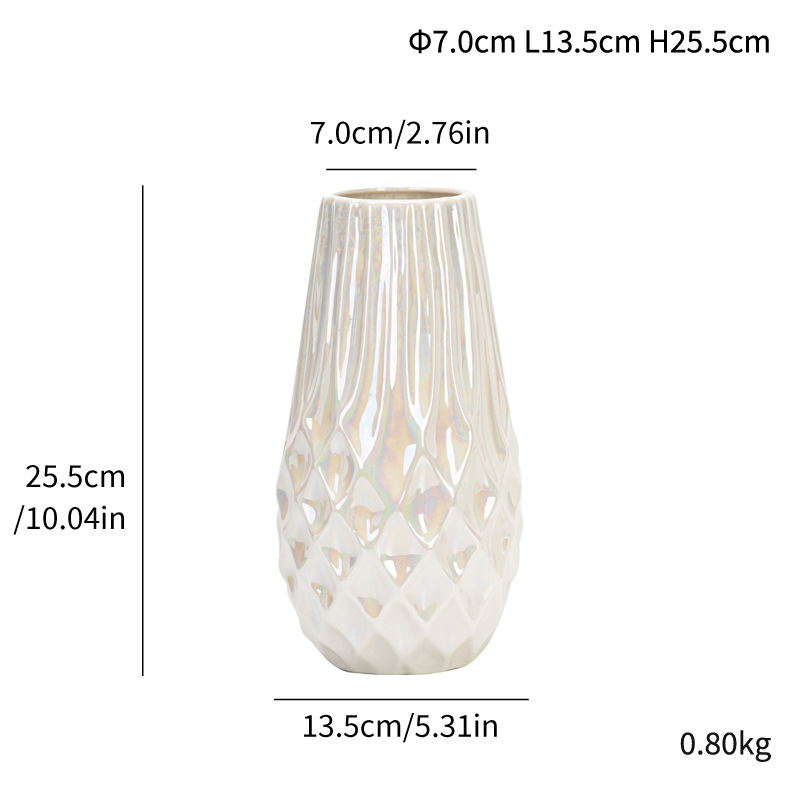 Wind ceramic vase fish scale pattern balcony interior decoration simple gift - Image 5