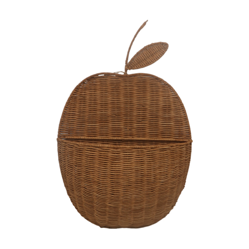 Natural rattan wall-mounted apple fruit shape storage basket hand-woven apple pear storage basket wall storage rack - Image 4