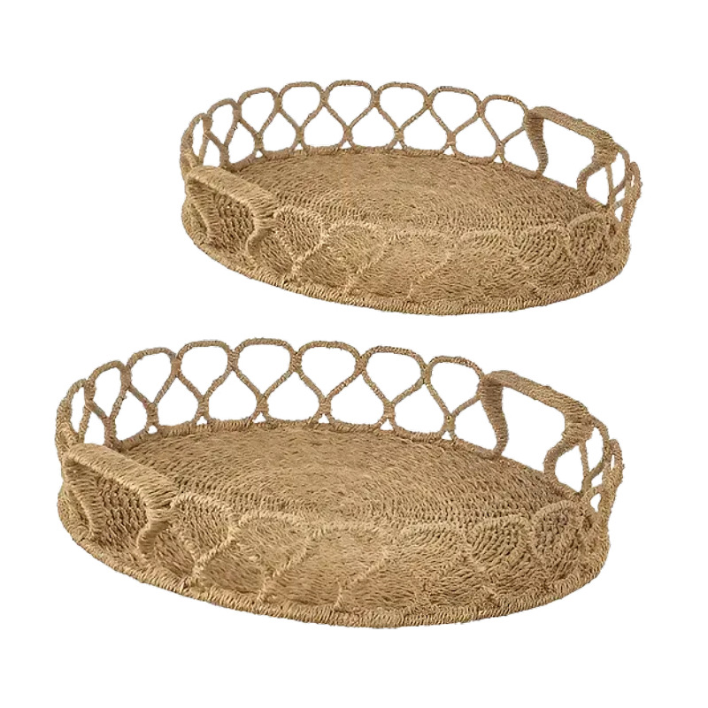 Seaweed storage basket household desktop hand-woven basket bread fruit fruit basket coffee table restaurant decorations - Image 3