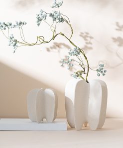 Simple and light luxury high-end decoration ornaments ornaments ceramic flower ware sand glaze star fruit flower vase