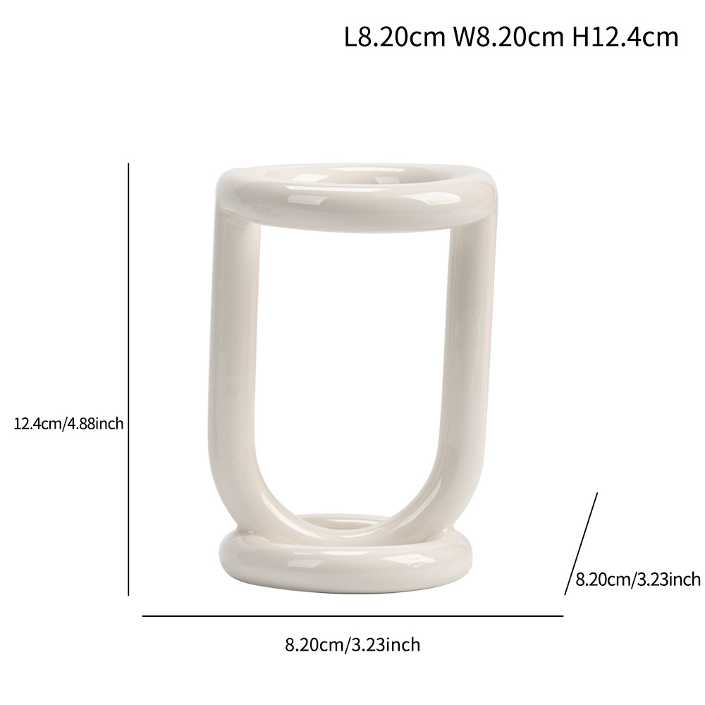 Special-shaped hollow ceramic simple storage rack high-end home ceramic craft ornaments - Image 4