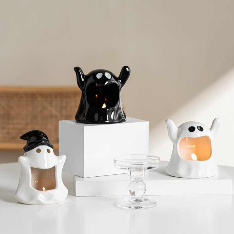Cute ghost multicolor ceramic candlestick craft Halloween atmosphere decoration ornaments - Image 2