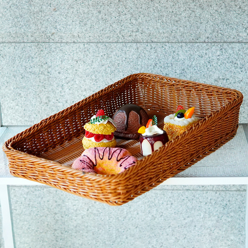 Imitation rattan-woven trapezoidal fruit basket supermarket display storage basket fruit display basket large bread basket weaving and finishing basket - Image 11