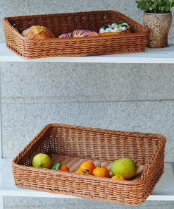 Imitation rattan-woven trapezoidal fruit basket supermarket display storage basket fruit display basket large bread basket weaving and finishing basket
