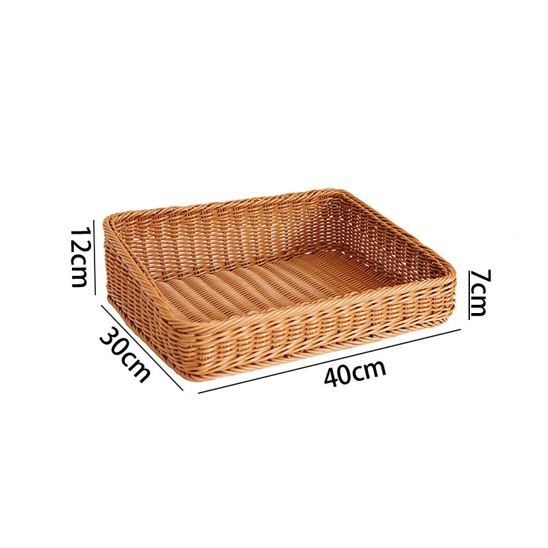Imitation rattan-woven trapezoidal fruit basket supermarket display storage basket fruit display basket large bread basket weaving and finishing basket - Image 7
