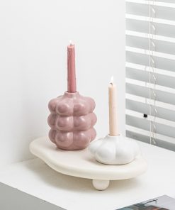 Wind bubble ceramic candlesticks, artistic geometric shapes, decorative desktop ornaments
