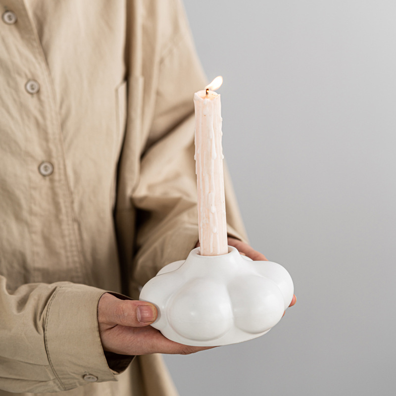 Wind bubble ceramic candlesticks, artistic geometric shapes, decorative desktop ornaments - Image 2