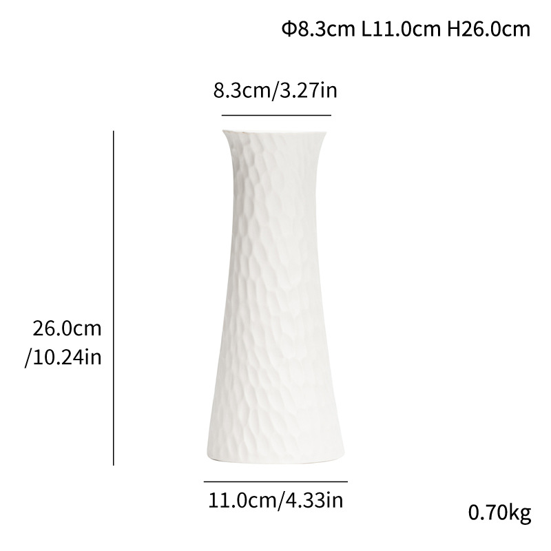 Ceramics, simple large vase, home decoration, white surface, fish scale pattern, - Image 5