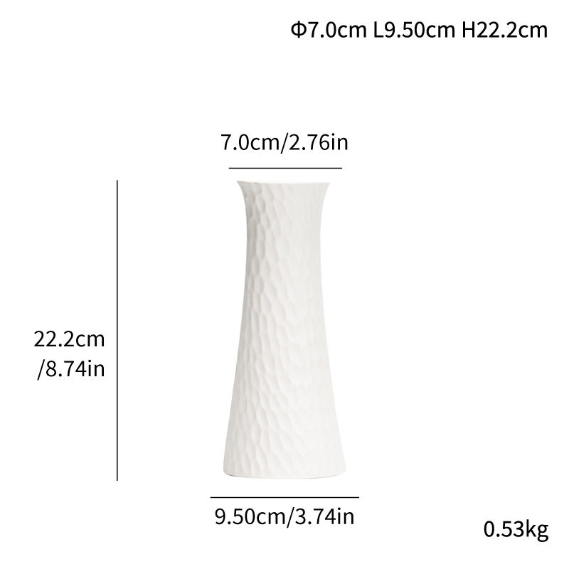 Ceramics, simple large vase, home decoration, white surface, fish scale pattern, - Image 8