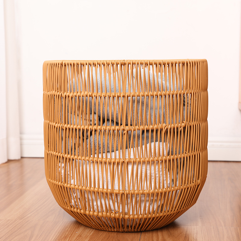 Imitation rattan woven dirty clothes basket style laundry basket bedroom laundry basket hotel bath towel basket toy storage bucket - Image 11