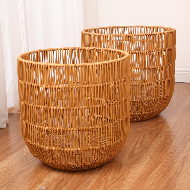 Imitation rattan woven dirty clothes basket style laundry basket bedroom laundry basket hotel bath towel basket toy storage bucket - Image 2