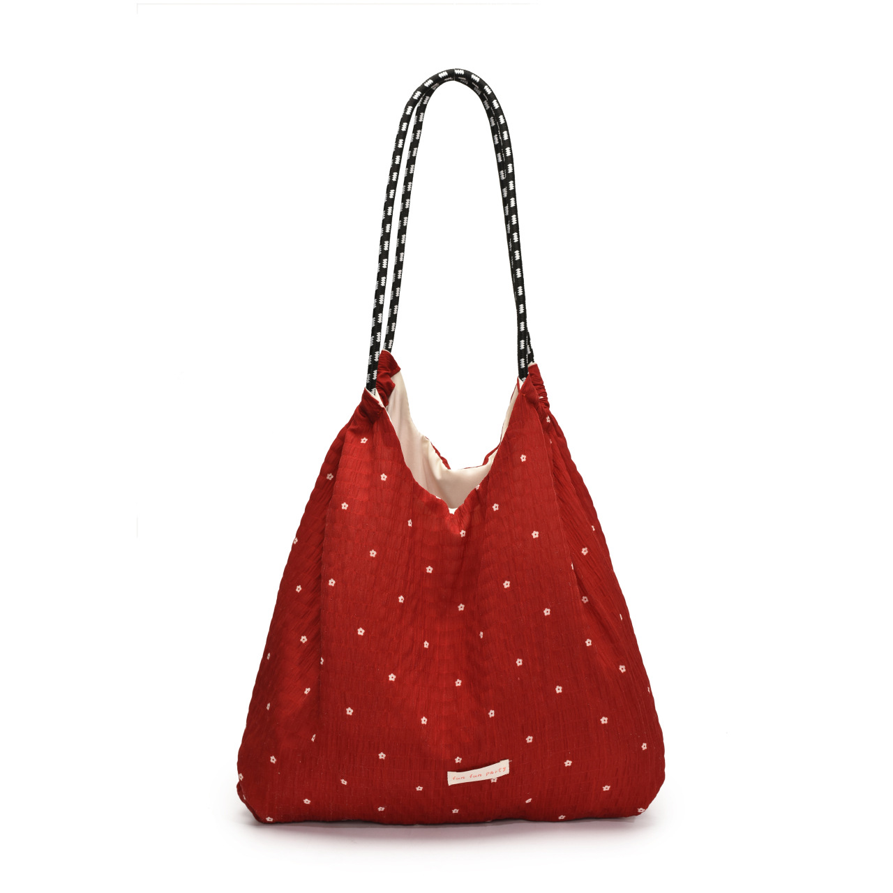 Summer mesh drawstring bag large capacity chiffon shoulder bag fresh little flower fairy vacation bag women commuting bag - Image 8