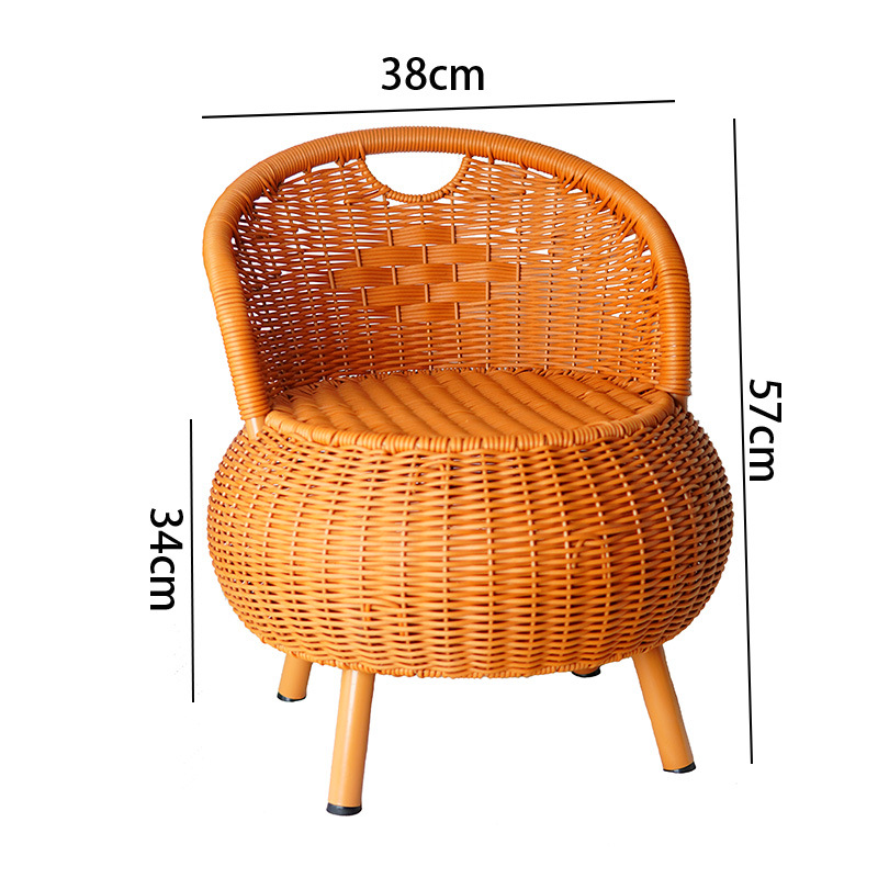 Household rattan woven rattan chair balcony living room small chair tatami storage stool single round forming man woven stool - Image 5
