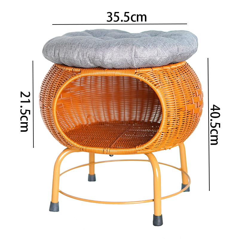Household rattan woven rattan chair balcony living room small chair tatami storage stool single round forming man woven stool - Image 9