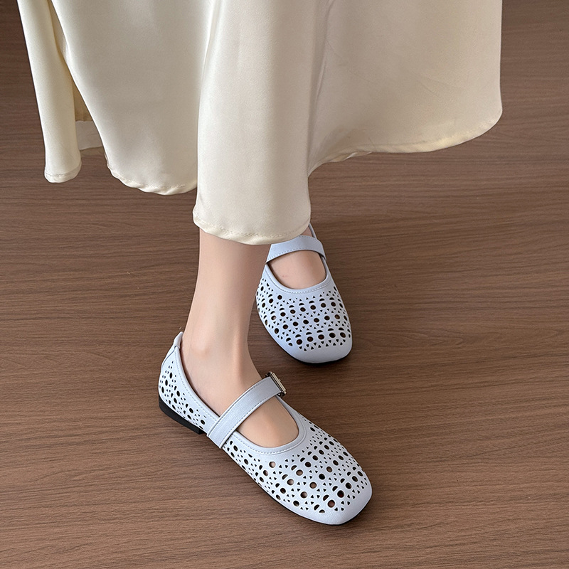Flat sole single shoes for women in summer Mary Jane women's shoes soft sole hollow ballet small single shoes hole sandals - Image 2