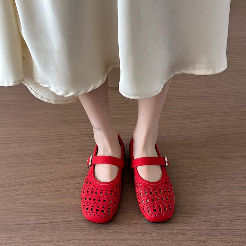 Flat sole single shoes for women in summer Mary Jane women's shoes soft sole hollow ballet small single shoes hole sandals - Image 3