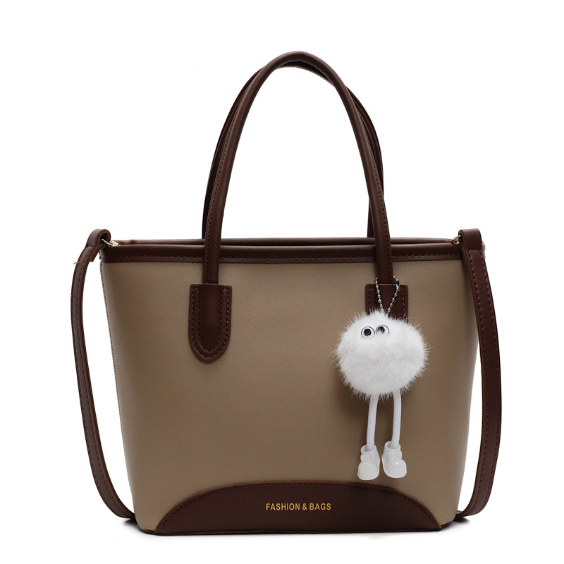 Contrasting color versatile hand-held bucket bag for women's spring simple and high-end niche one-shoulder crossbody bag - Image 5