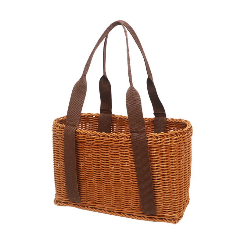Fruit grocery shopping basket carry basket basket picnic rattan plastic storage basket supermarket camping imitation rattan woven basket - Image 5