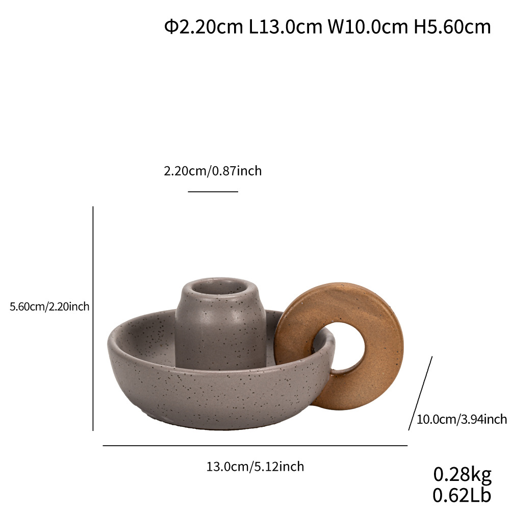 Simple vegetarian ceramic hand-held retro candlestick geometric shape home desktop home decoration - Image 4