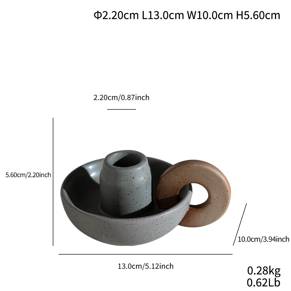 Simple vegetarian ceramic hand-held retro candlestick geometric shape home desktop home decoration - Image 5