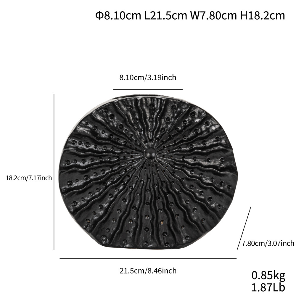 Geometric radiating flat mouth round ceramic vase High-end simple modern matte interior decoration - Image 11