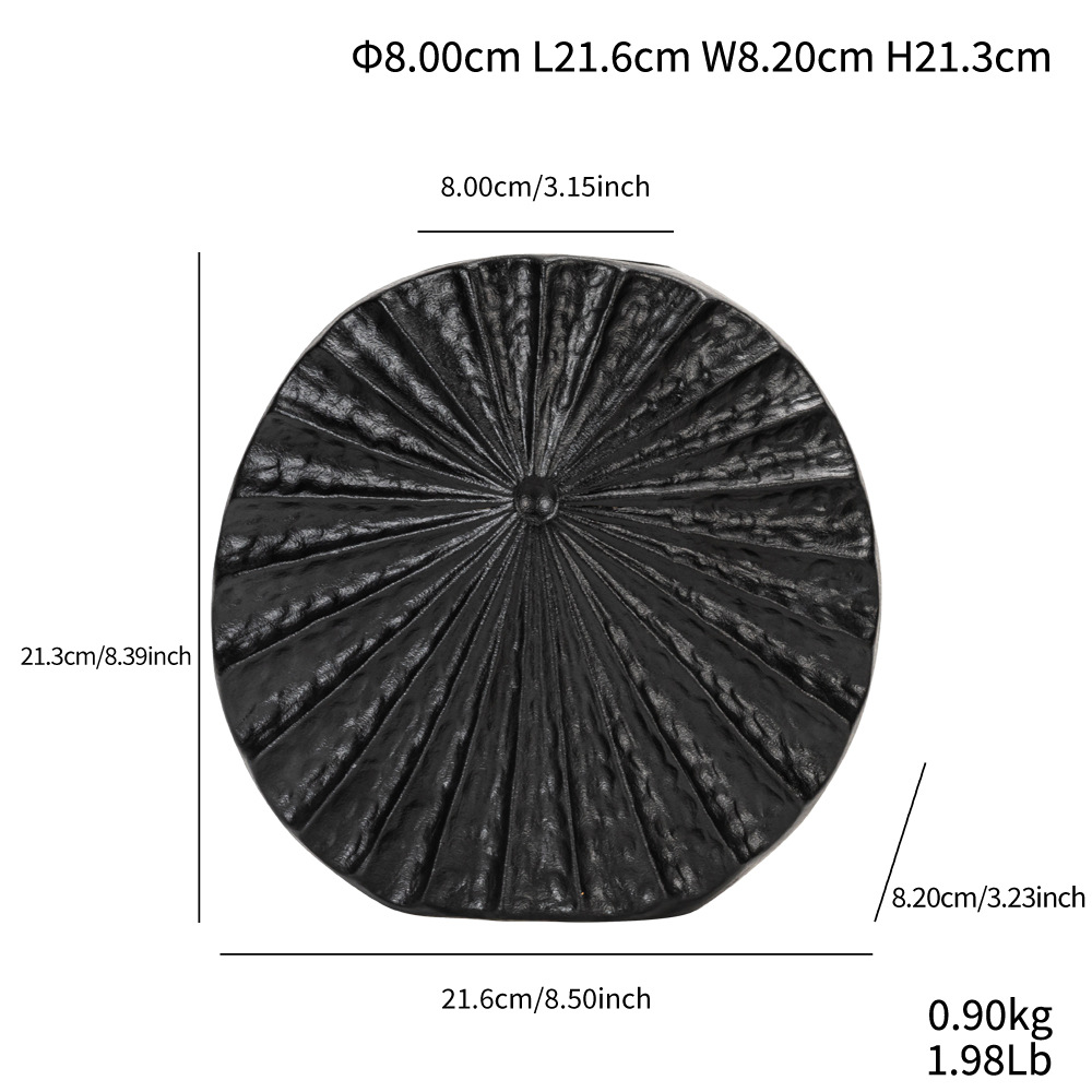 Geometric radiating flat mouth round ceramic vase High-end simple modern matte interior decoration - Image 12