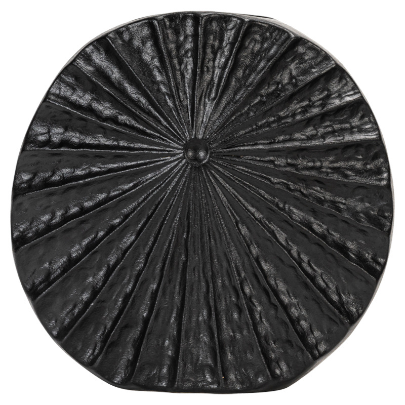 Geometric radiating flat mouth round ceramic vase High-end simple modern matte interior decoration - Image 3