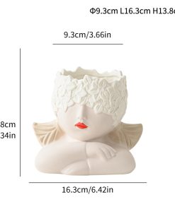 Modern simple multi-color girl flower head human body ceramic vase flower arrangement gift home decoration cross