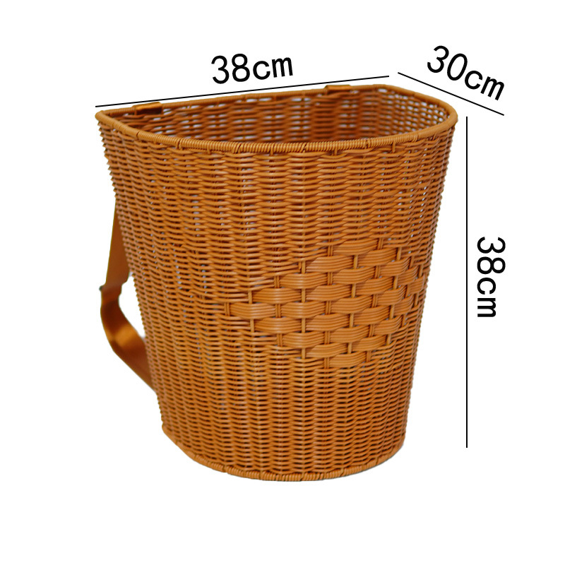 Imitation rattan reinforced back basket grocery shopping shoulder basket outdoor mushroom picking basket picnic basket hand-woven storage basket - Image 5
