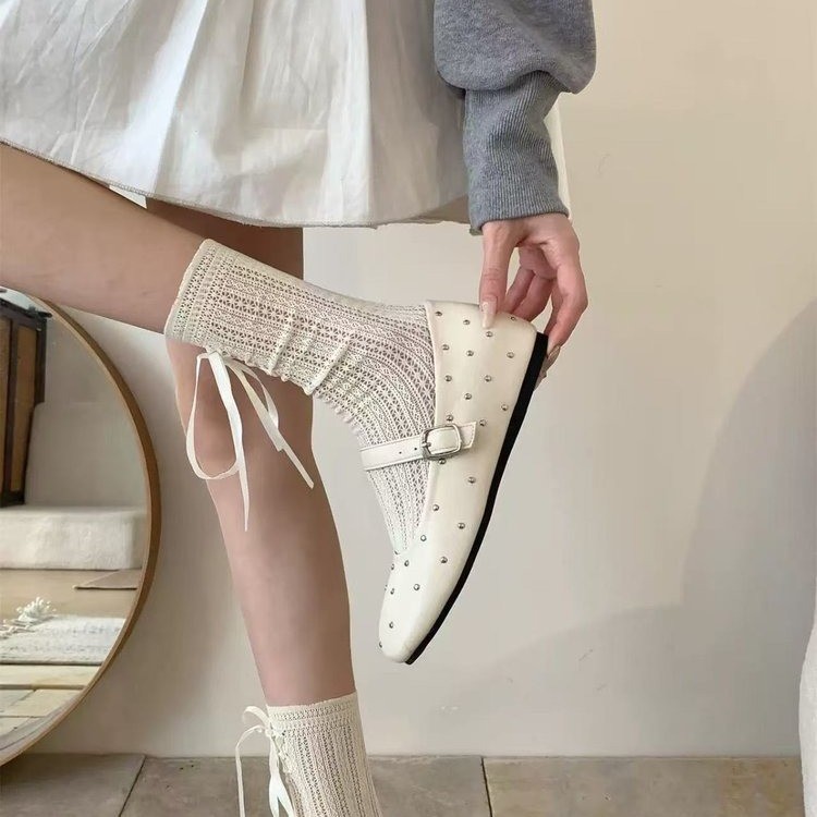 French square toe shallow mouth single shoes trendy soft leather one-liner Mary Jane shoes ballet single shoes women - Image 7