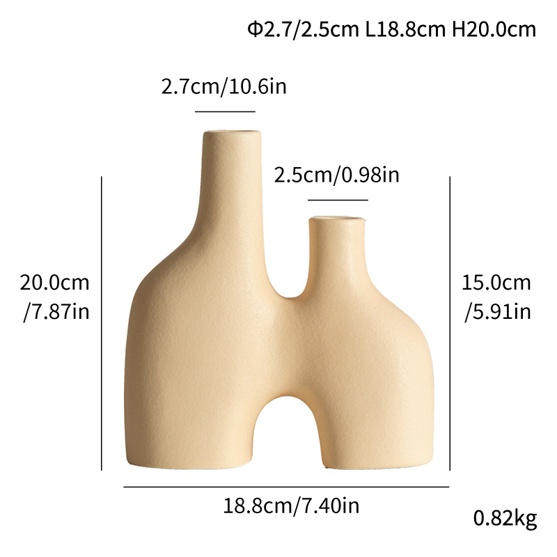 Daimon simple double mouth yellow flower arrangement ceramic vase light luxury home soft decoration - Image 4