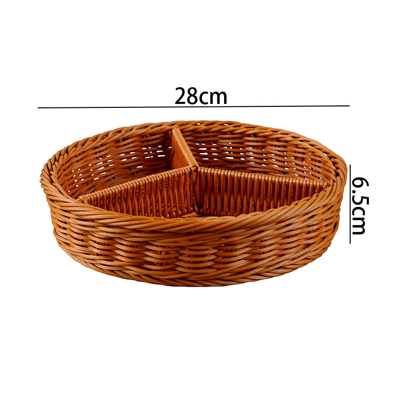 Imitation rattan dried fruit plate nut storage basket picnic fruit basket partition basket home use melon seed snacks placement plate - Image 10