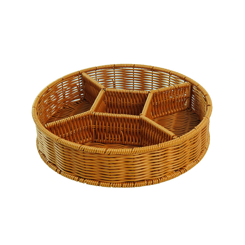 Imitation rattan dried fruit plate nut storage basket picnic fruit basket partition basket home use melon seed snacks placement plate - Image 3