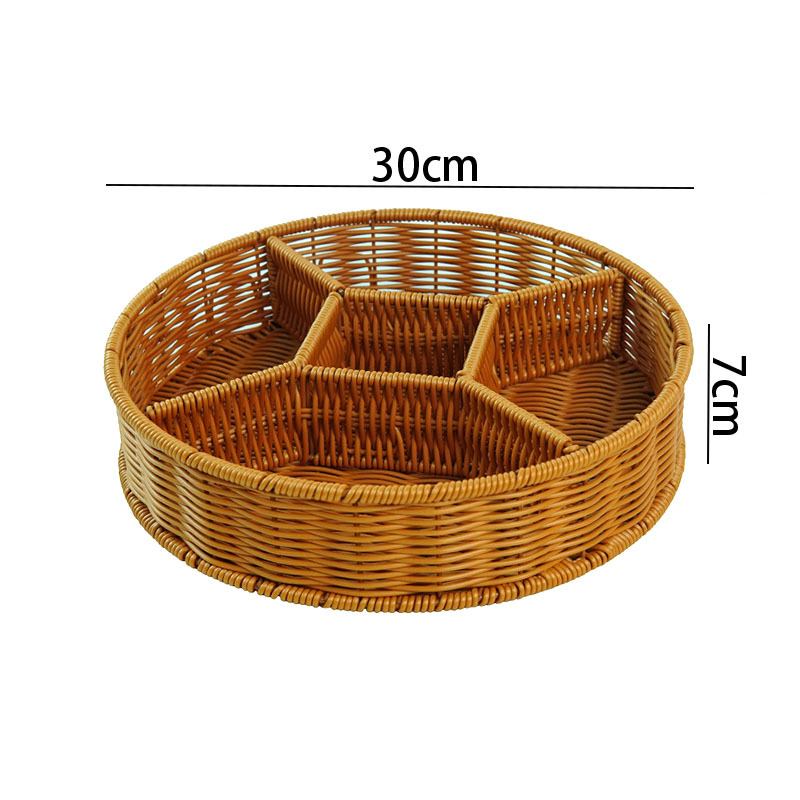 Imitation rattan dried fruit plate nut storage basket picnic fruit basket partition basket home use melon seed snacks placement plate - Image 4